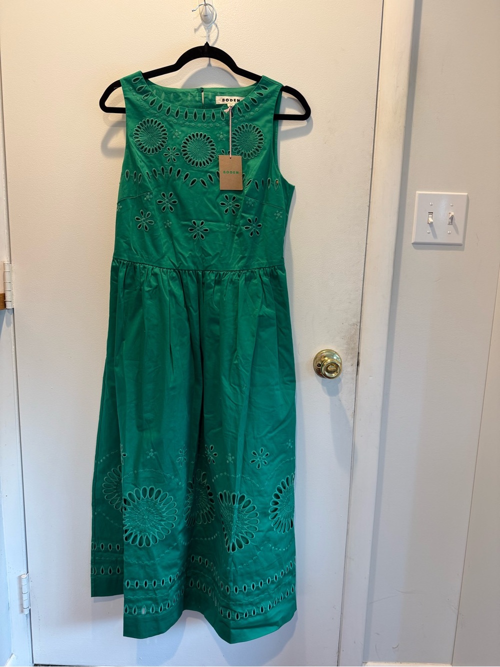 Boden Emerald Green Eyelet Midi Dress